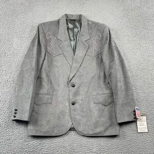 Miller Stockman Blazer Mens 48 Gray Suedecloth Coat Western Cowboy Deadstock
